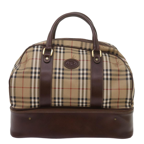 Burberrys Nova Check Hand Bag PVC Leather Beige Auth 69121 - Picture 13 of 16